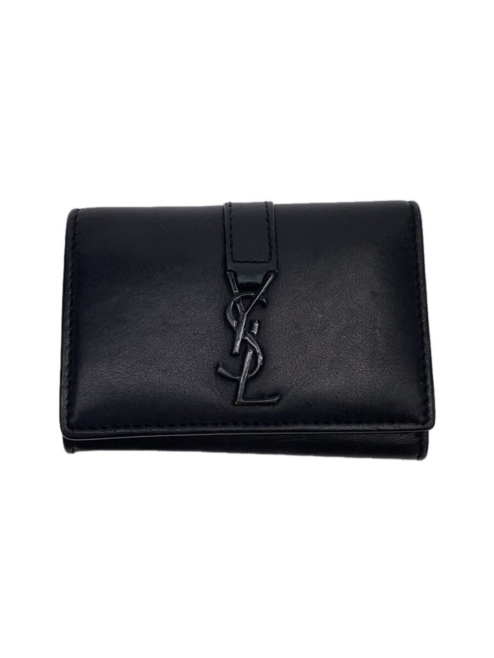 SAINT LAURENT Key Case Wallet Leather Black